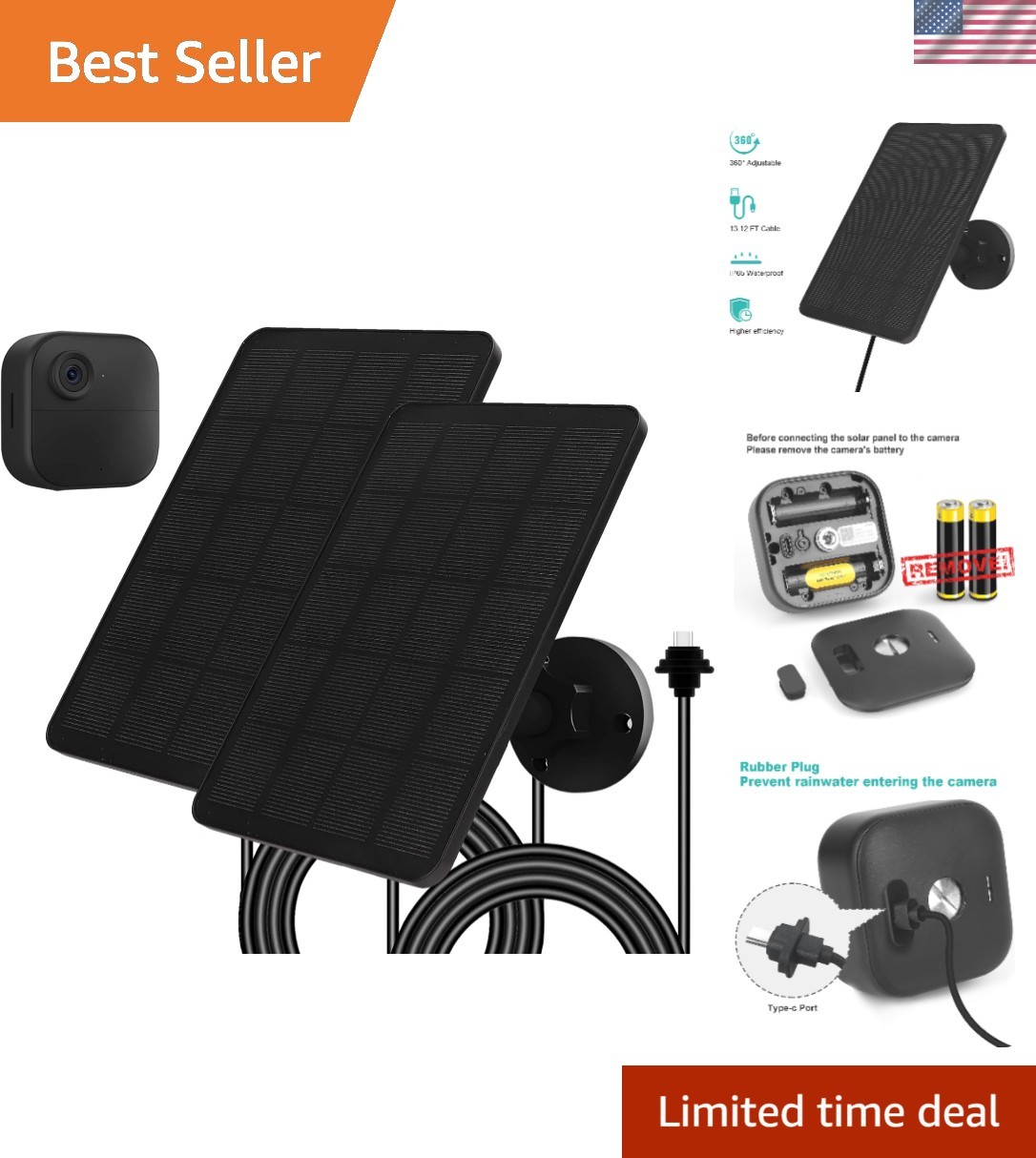 Solar Panel for Blink Camera Outdoor, Solar Panel 4W Compatible with Blink Ou…