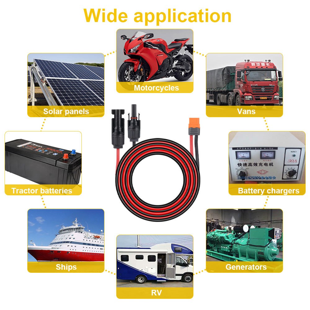 12 AWG XT60i Female to Solar Panel Extension Cable Connector Charging Cable