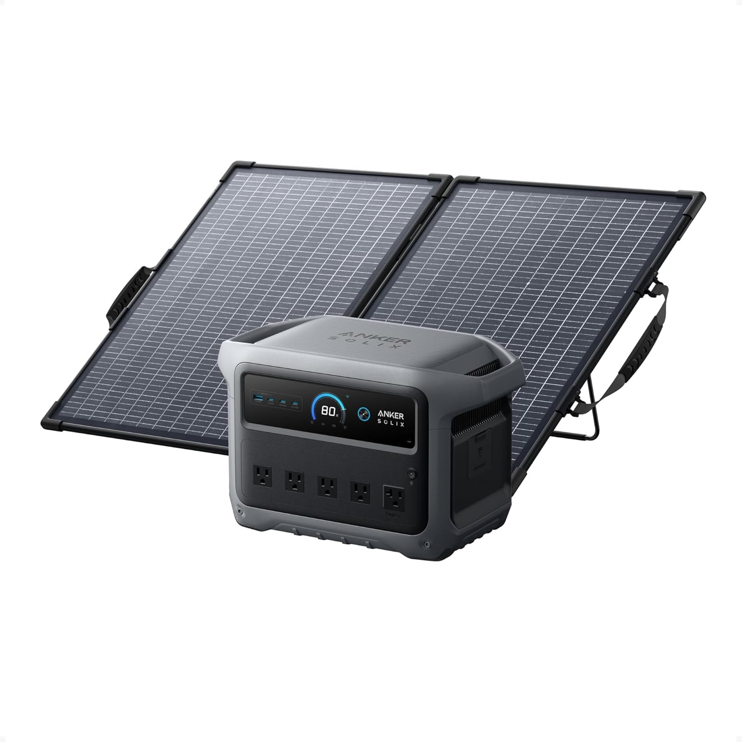 Anker SOLIX C1000 Gen 2 Portable Power Station with 100W Bifacial Solar Panel, 2