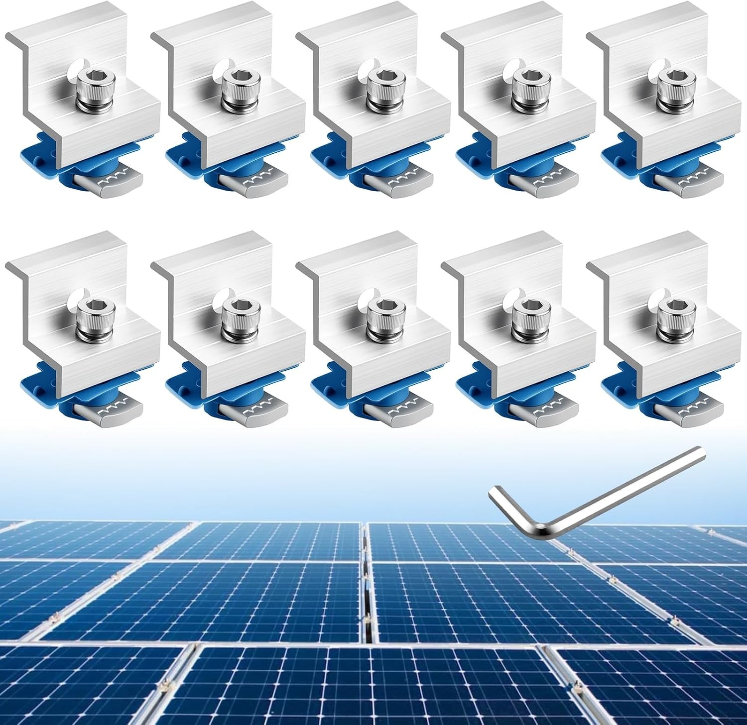 Anbte 10pcs Solar Panel End Clamp for Standard Unistrut, Aluminum 30mm/35mm Sola