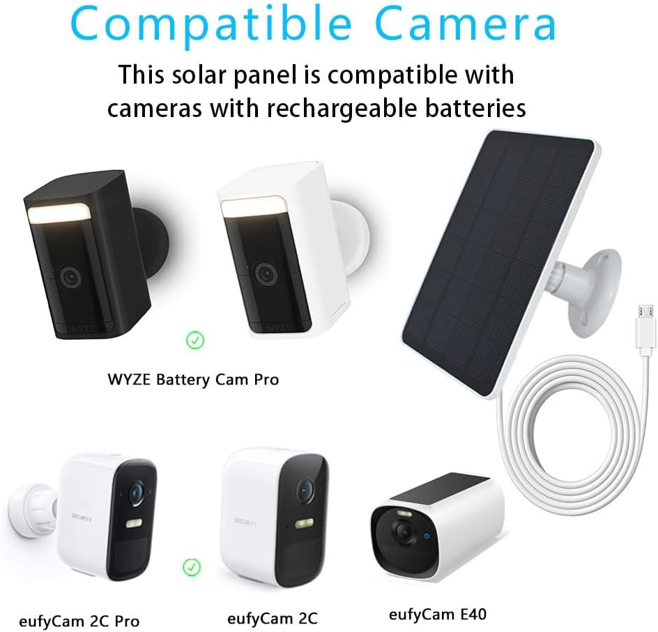 2 Pack Solar Panel Compatible with WYZE Battery Cam Pro, Eufycam 2C/2C Pro, 4W