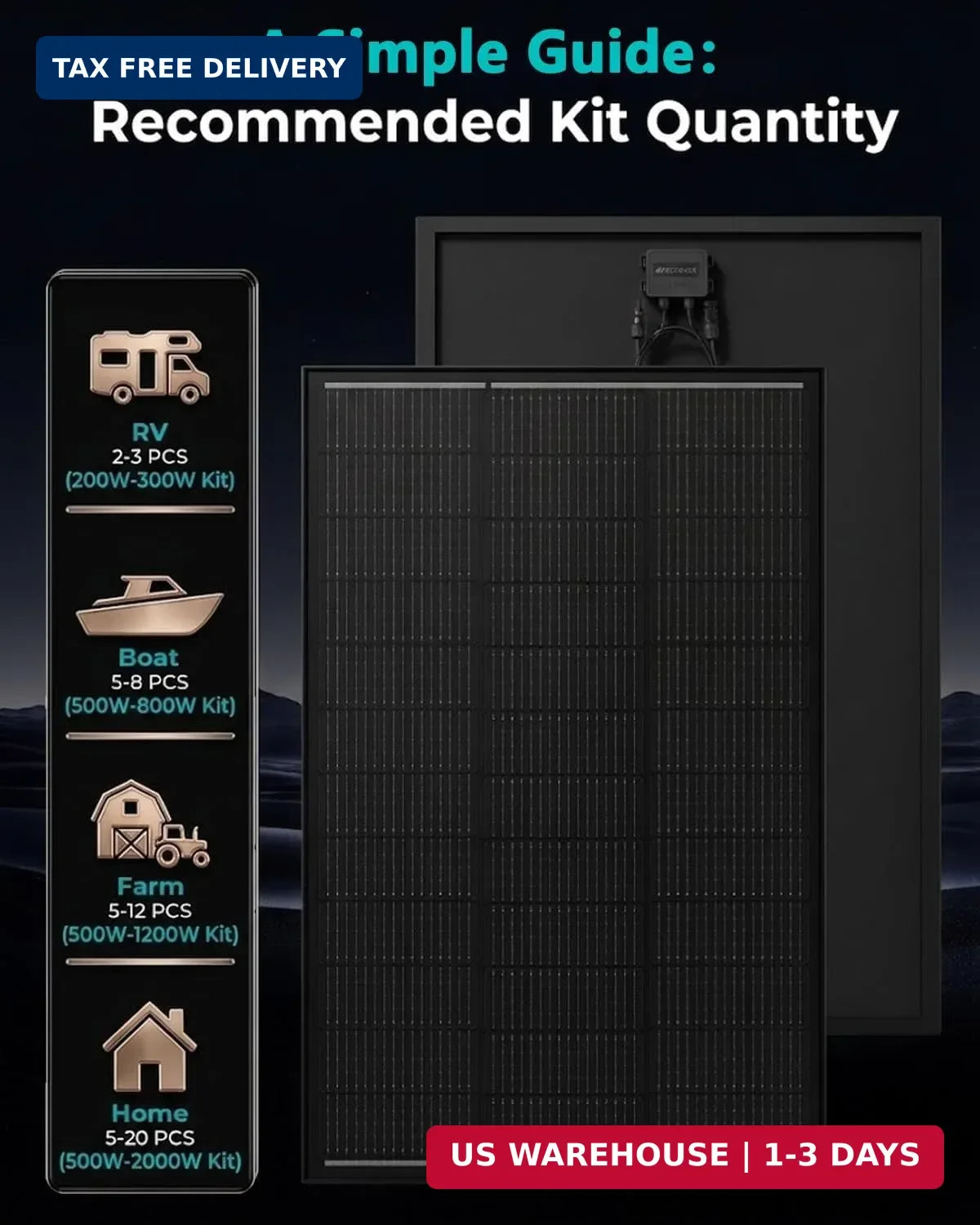 100W Solar Panel, 12V N-Type 16BB – 25.6% Efficiency for RV & Boat | Lightweight