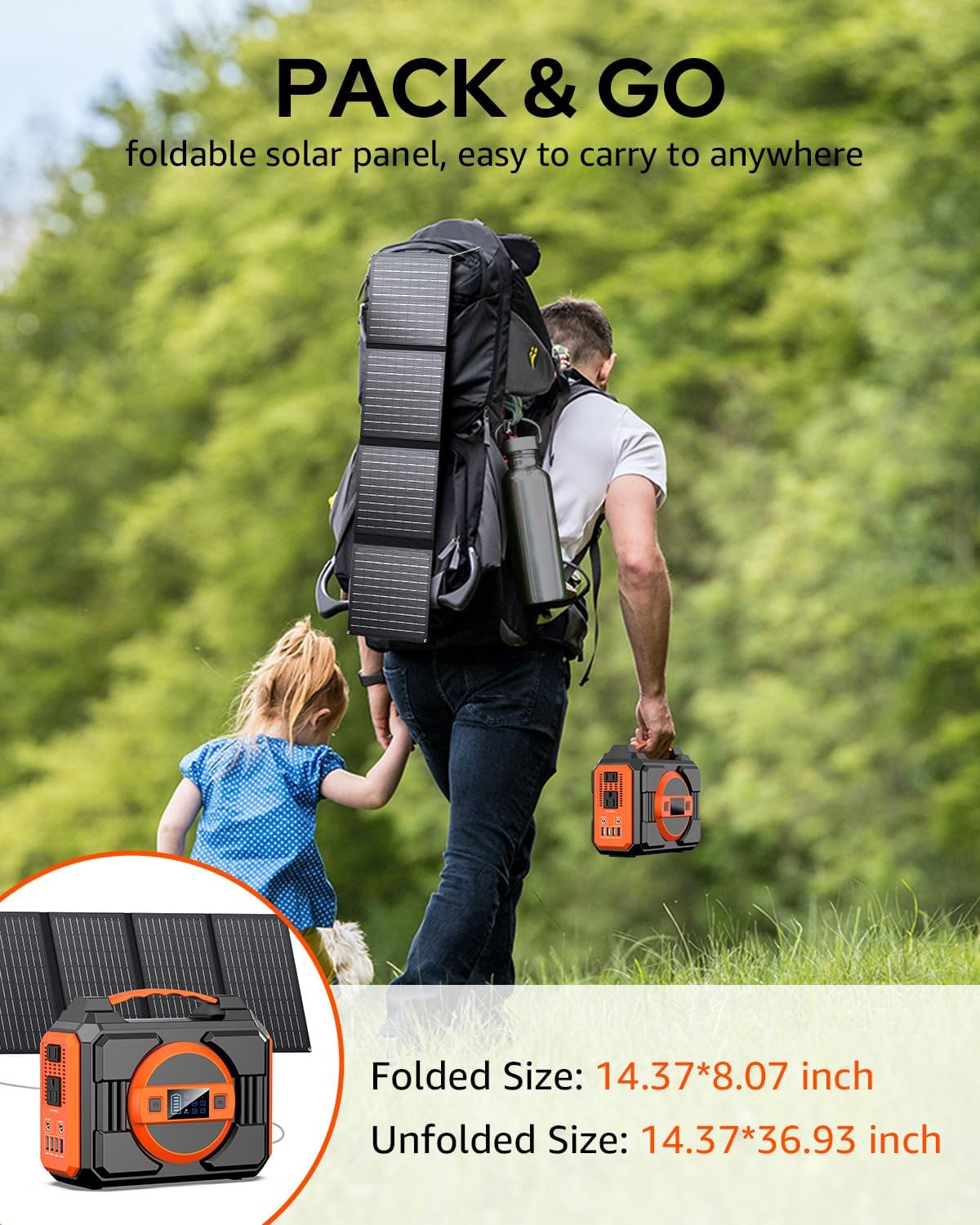 Solar Powered Generator 300W Rated, Portable Solar Generator Power Station with