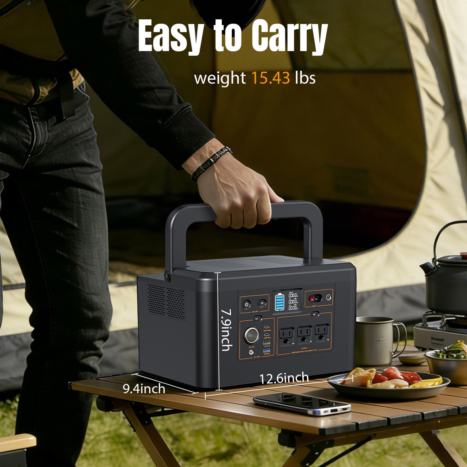 Portable Power Station 650W LiFePO4 Battery Solar Generator +100W Solar Panel