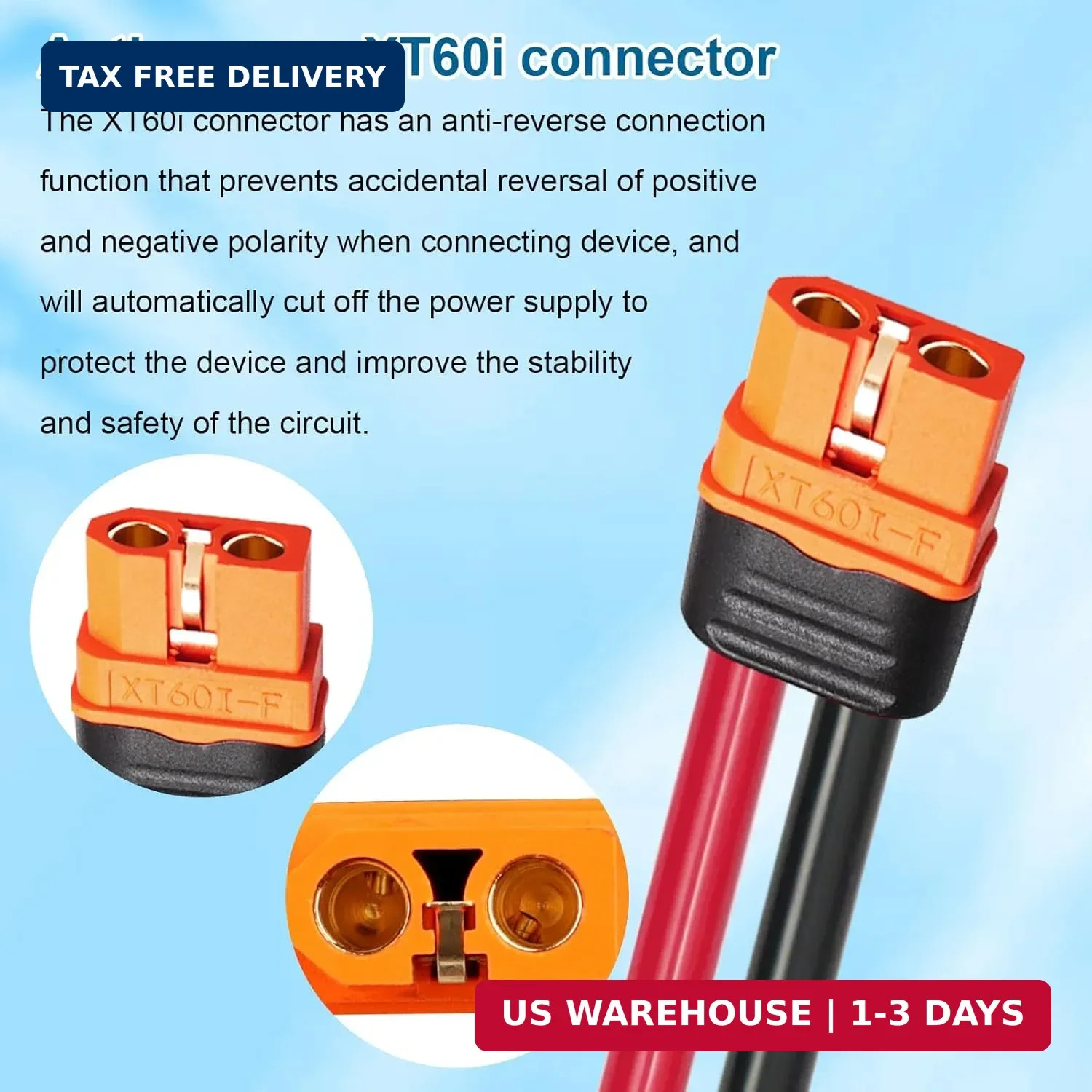 MOOKEERF Solar to XT60i Cable 10AWG 15FT Solar Panel to XT60i Adapter Connector