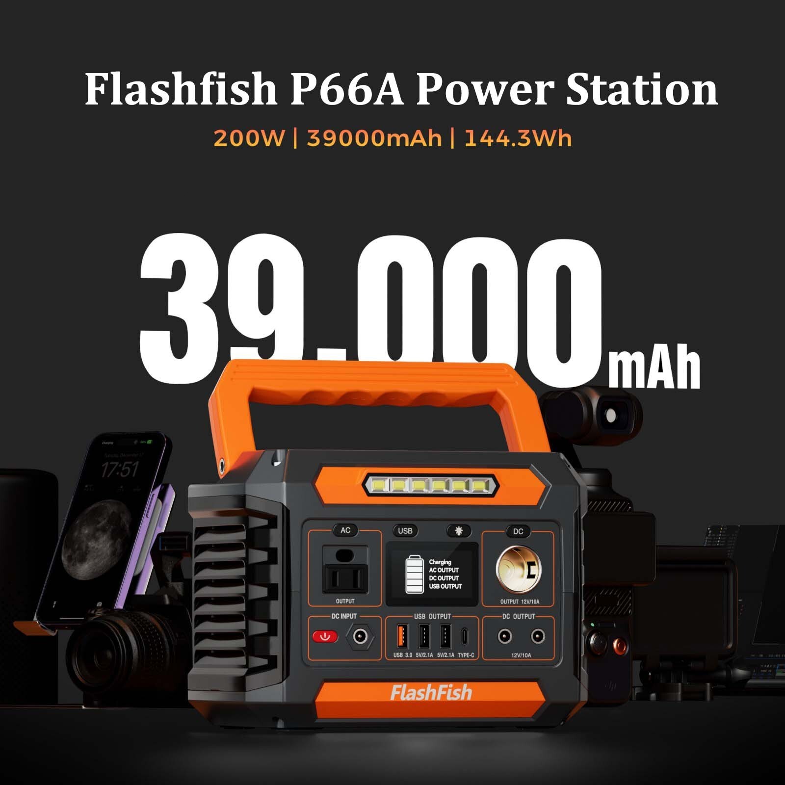 Flashfish 200W Portable Power Station Solar Generator With/Without Solar Panel