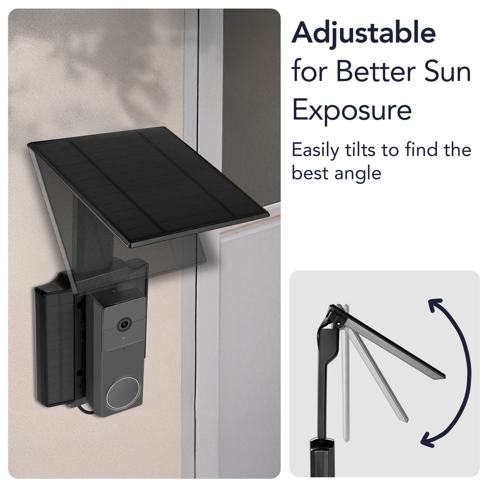 Wasserstein Solar Charger for Arlo 2K, Wyze Duo & eufy E340/C30/C31 Doorbells