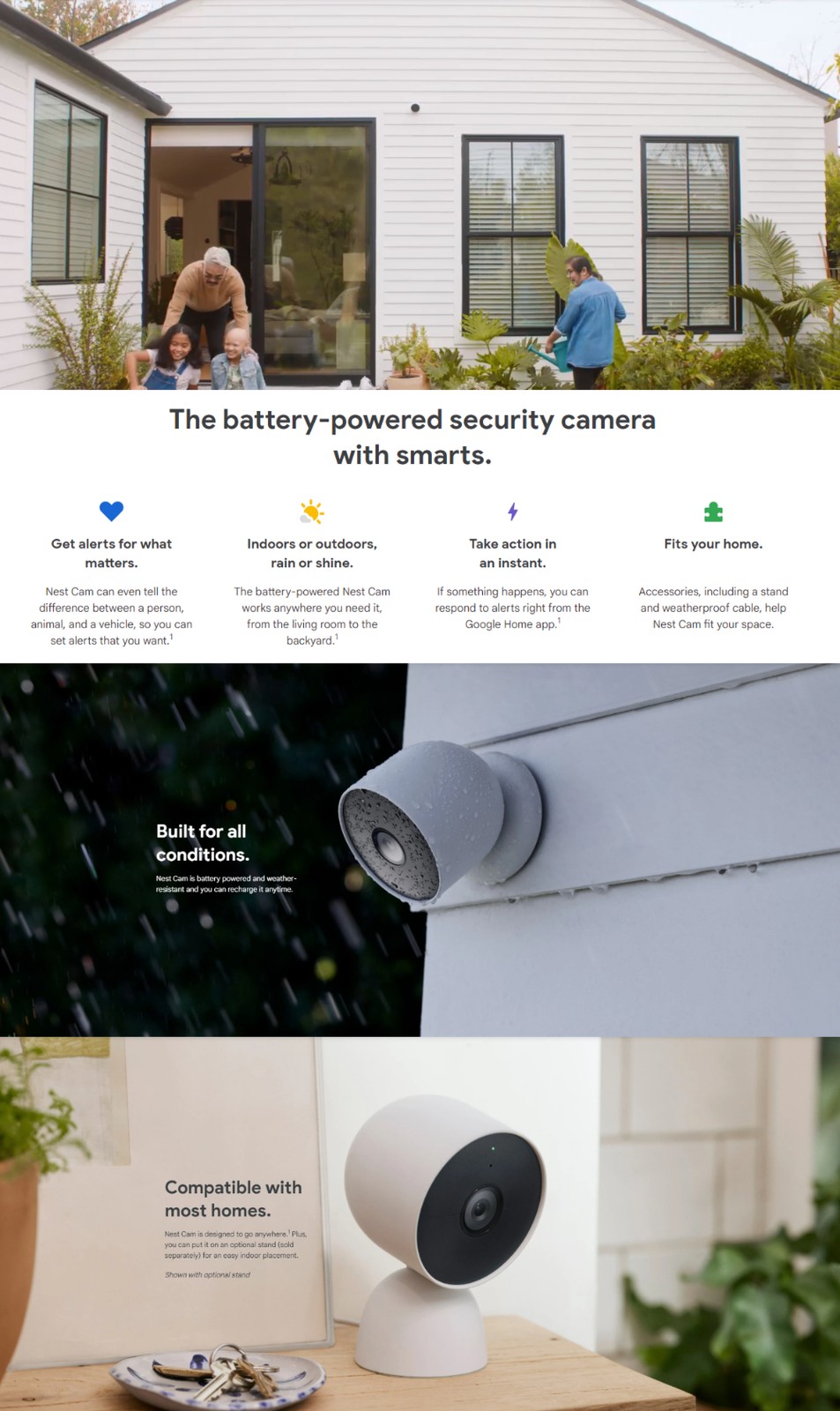 Google Nest Cam (battery) with Solar Panel Bundle (White, 2 Pack)