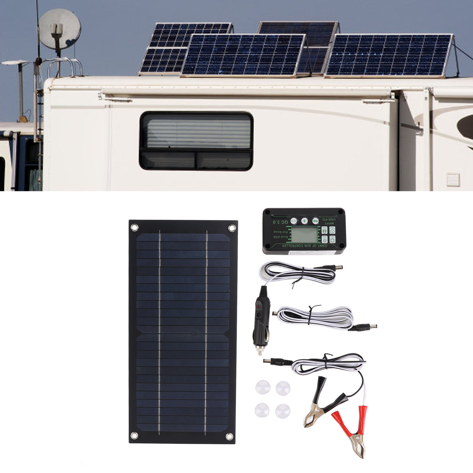 Solar Panel Charger Monocrystalline Silicon 100A Charge Controller Solar Panel ✈