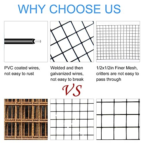 PVC Coated Critter Guard Roll Kit 8in X 100ft Black Steel Mesh Wire for Solar Pa
