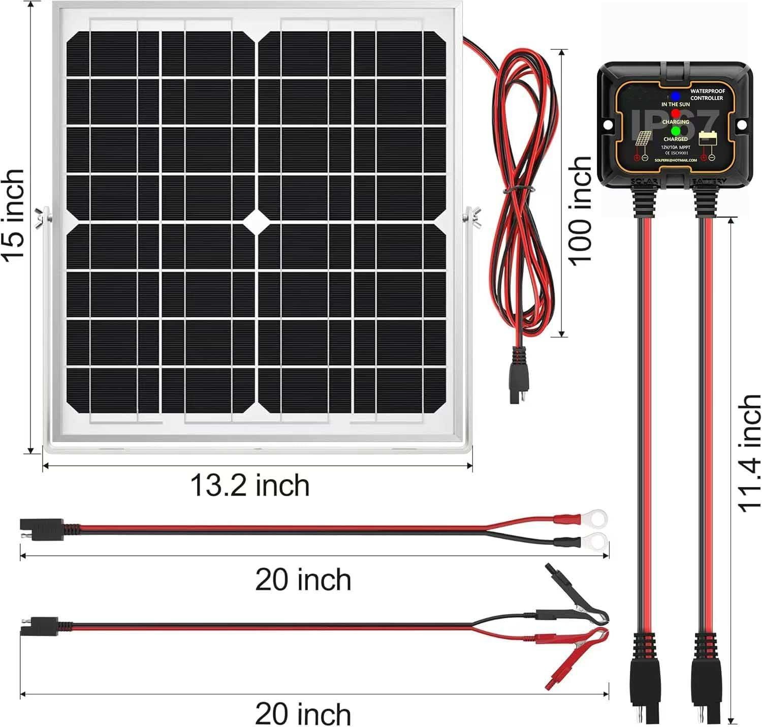 Kit de panel solar de 20 W y 12 V, cargador de batería solar, mantenedor, contro