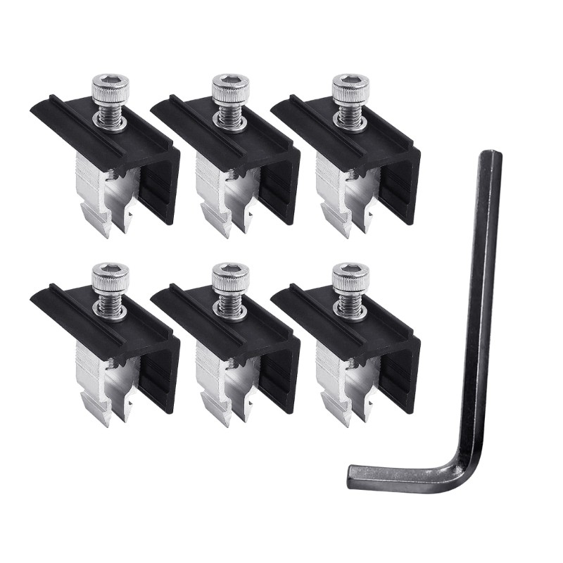 6Pcs Solar End Clamp Middle Clamp Solar Panel Bracket Edge Pressed Support
