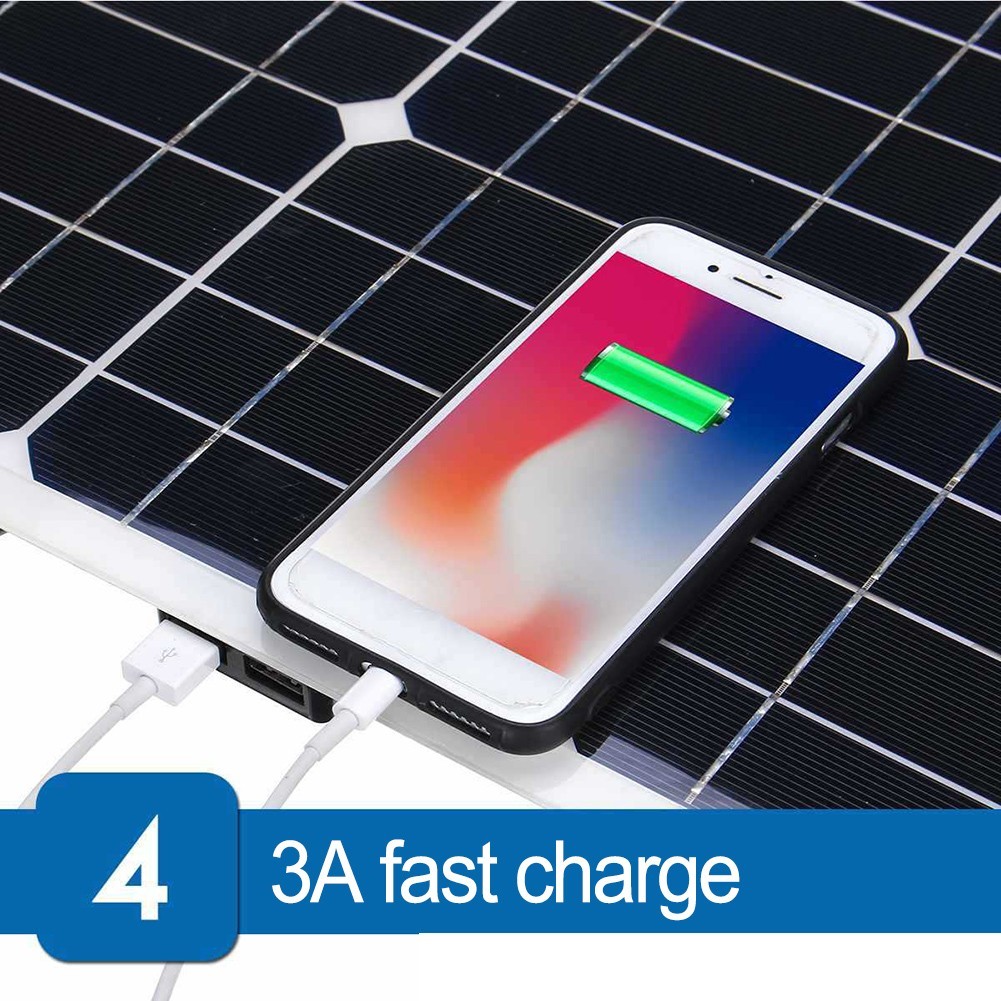 Flexible Solar Panel Kit with Dual USB Ports for Battery Charging Boat RV Car