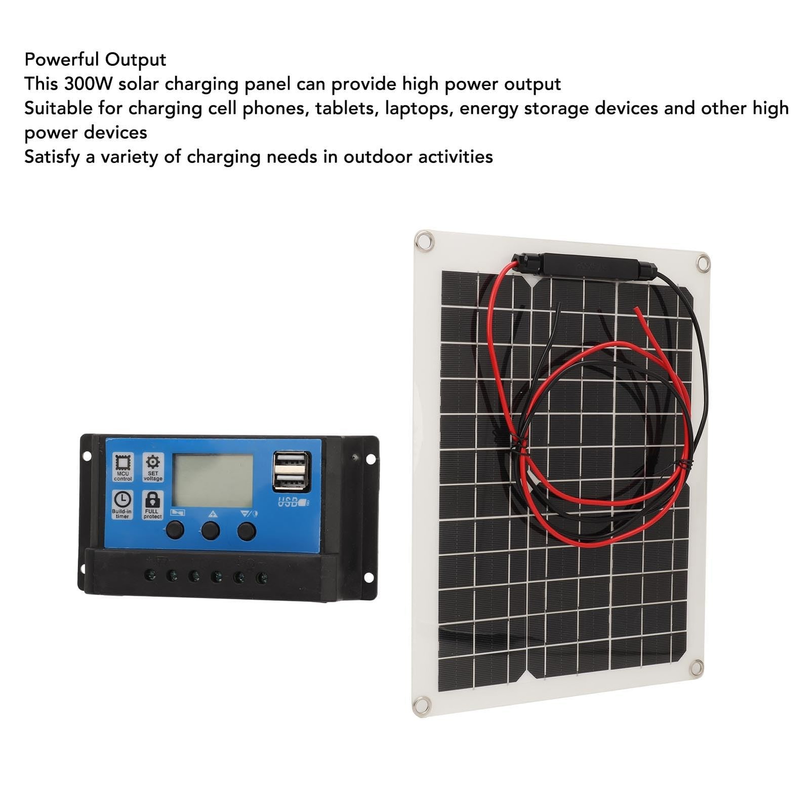 300W Solar Panel Kit DC 12V 24V 50A High Efficiency Solar Charger IP67 Waterp…