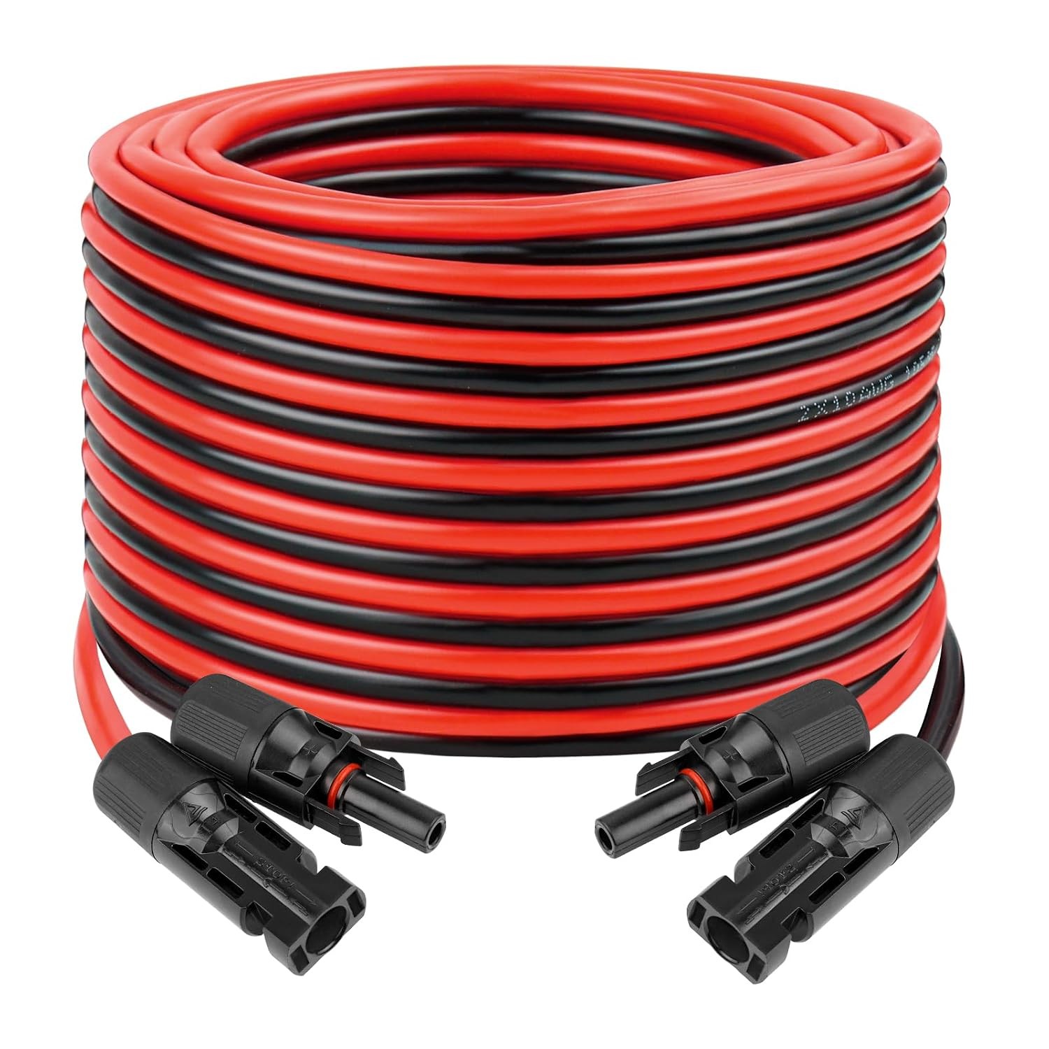 50ft 10AWG Solar Panel Extension Cable Flexible Wire Connectors Black + Red