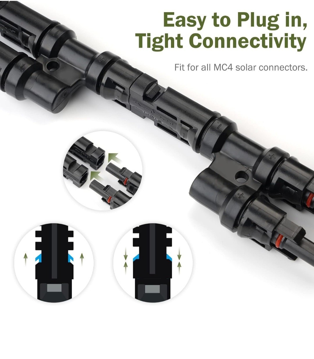 (10)Sets Adaptor Kit Solar Cable with Female and Male Connectors & Tray Cables