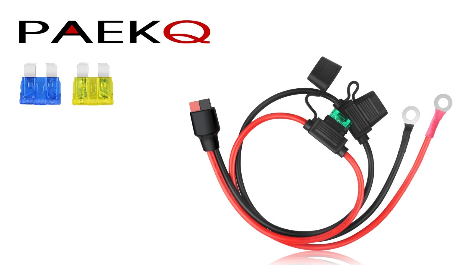 10AWG 45A O Ring Terminal Connector, Dual ATC Fuse Holder Cable for Solar Genera