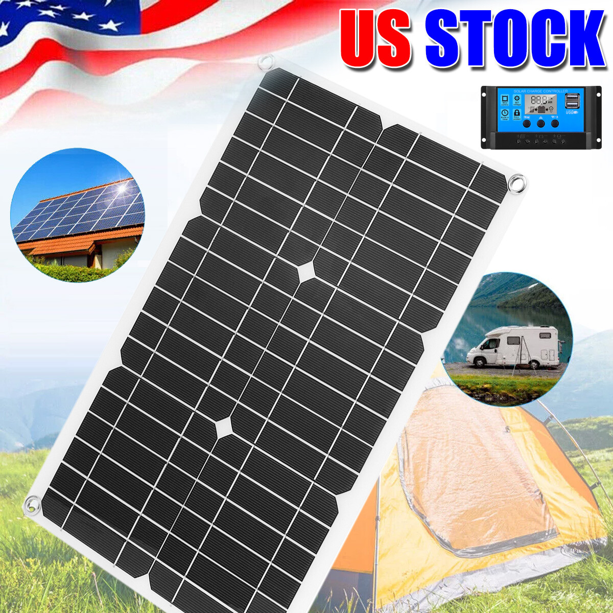 400 Watts Solar Panel Kit 100A 12V Battery Charger with Controller Caravan Boat
