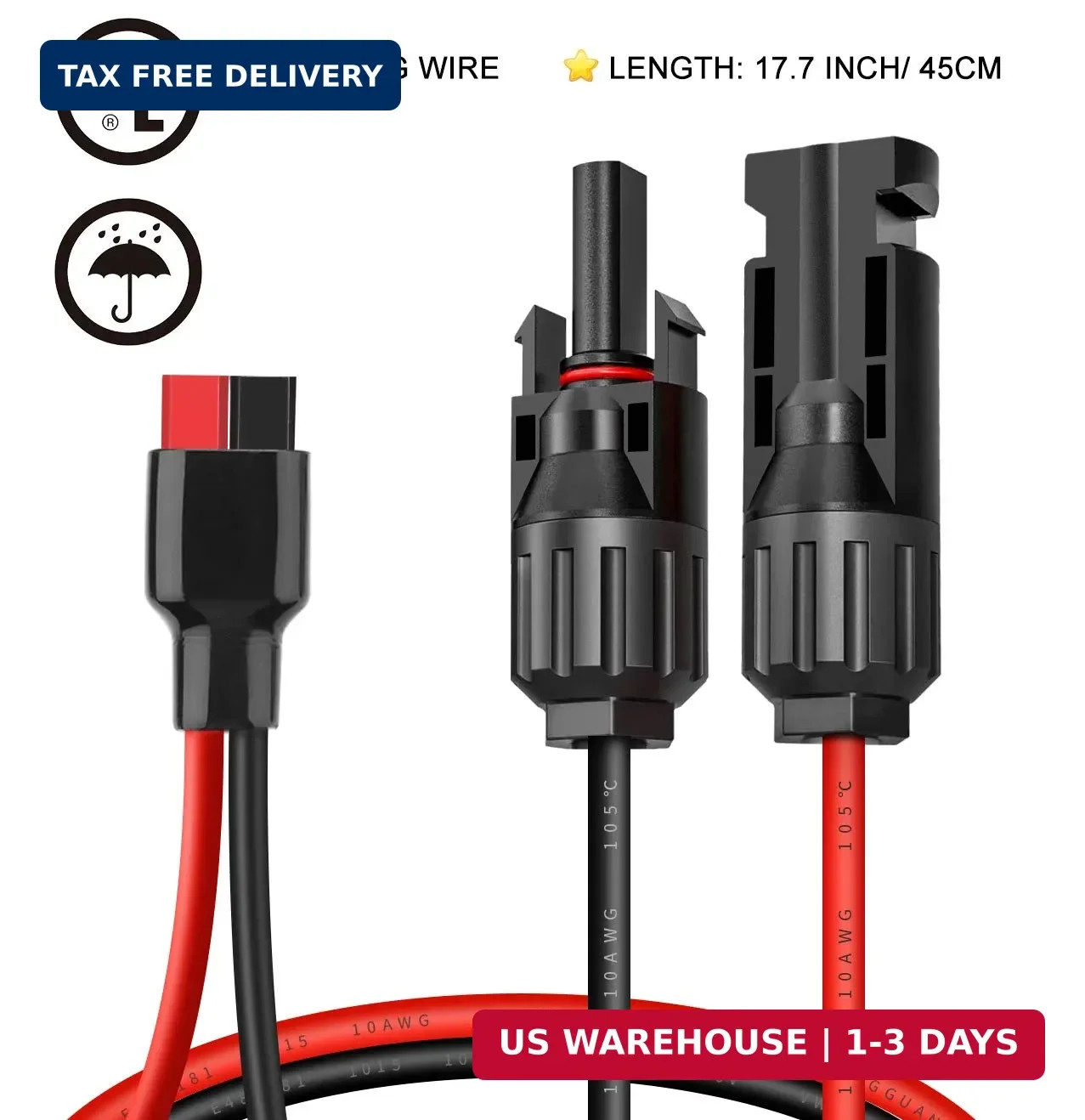 ELECTOP 10AWG Solar Panel Cable Connector Kit, Compatible with Solar Connector a