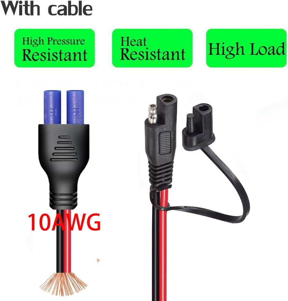 10AWG SAE to EC5 Connector Extension Cable,with 15A Protection Fuse for Safety,S