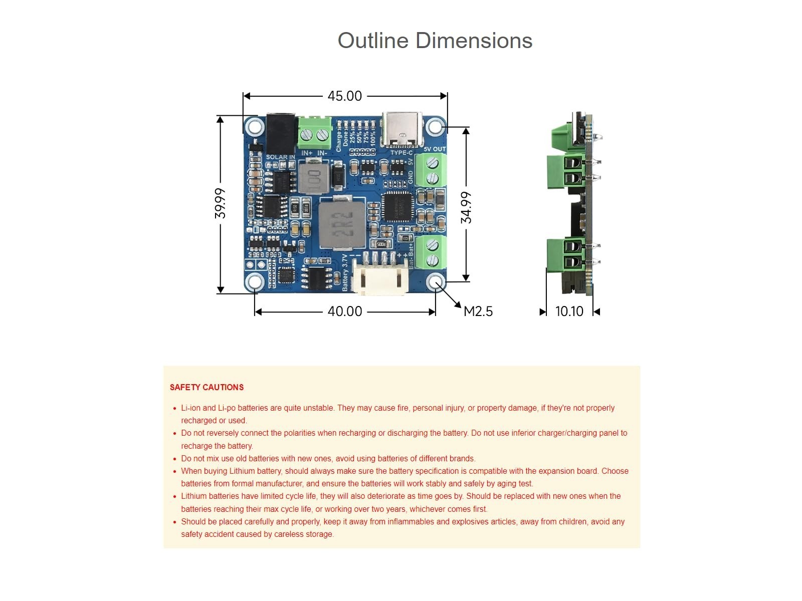 Solar Power Management Module for 6V-24V Solar Panels & Type-C Adapter, MCU Comp