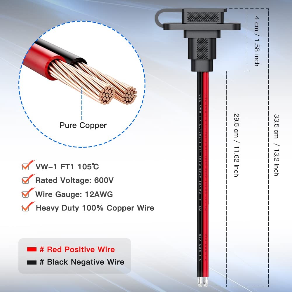 SAE Connector, Rectangular SAE Power Socket Sidewall Port, Weatherproof SAE Qui