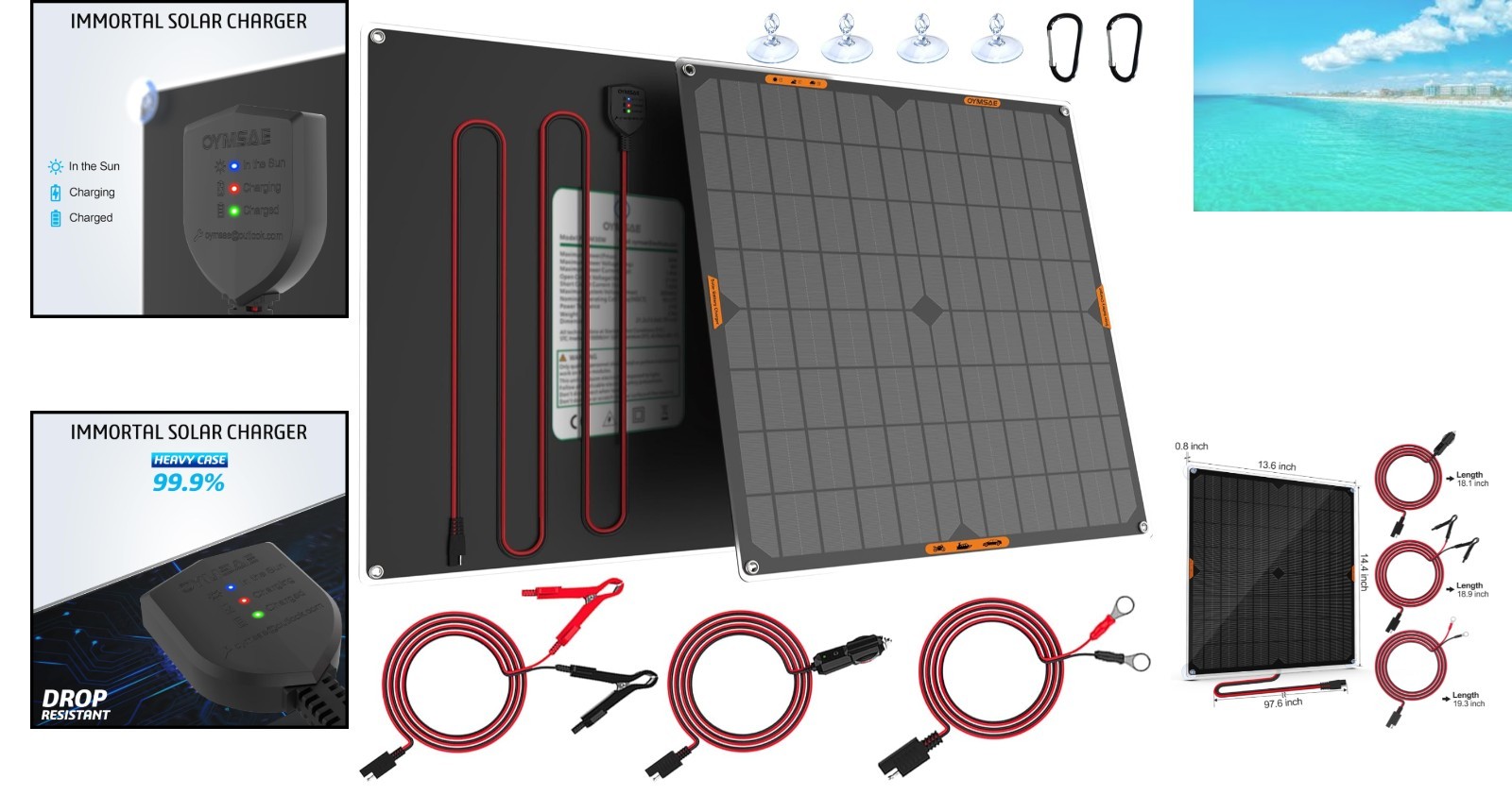 Efficient 20W Solar Battery Charger with Intelligent Protection for Cars & Boats