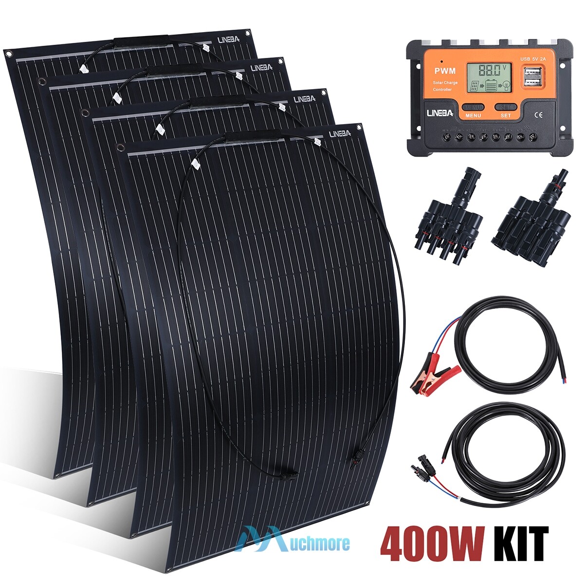 400W 200W Mono Flexible Solar Panel Kit + Controller for RV/Home/Car/Boat/Camper