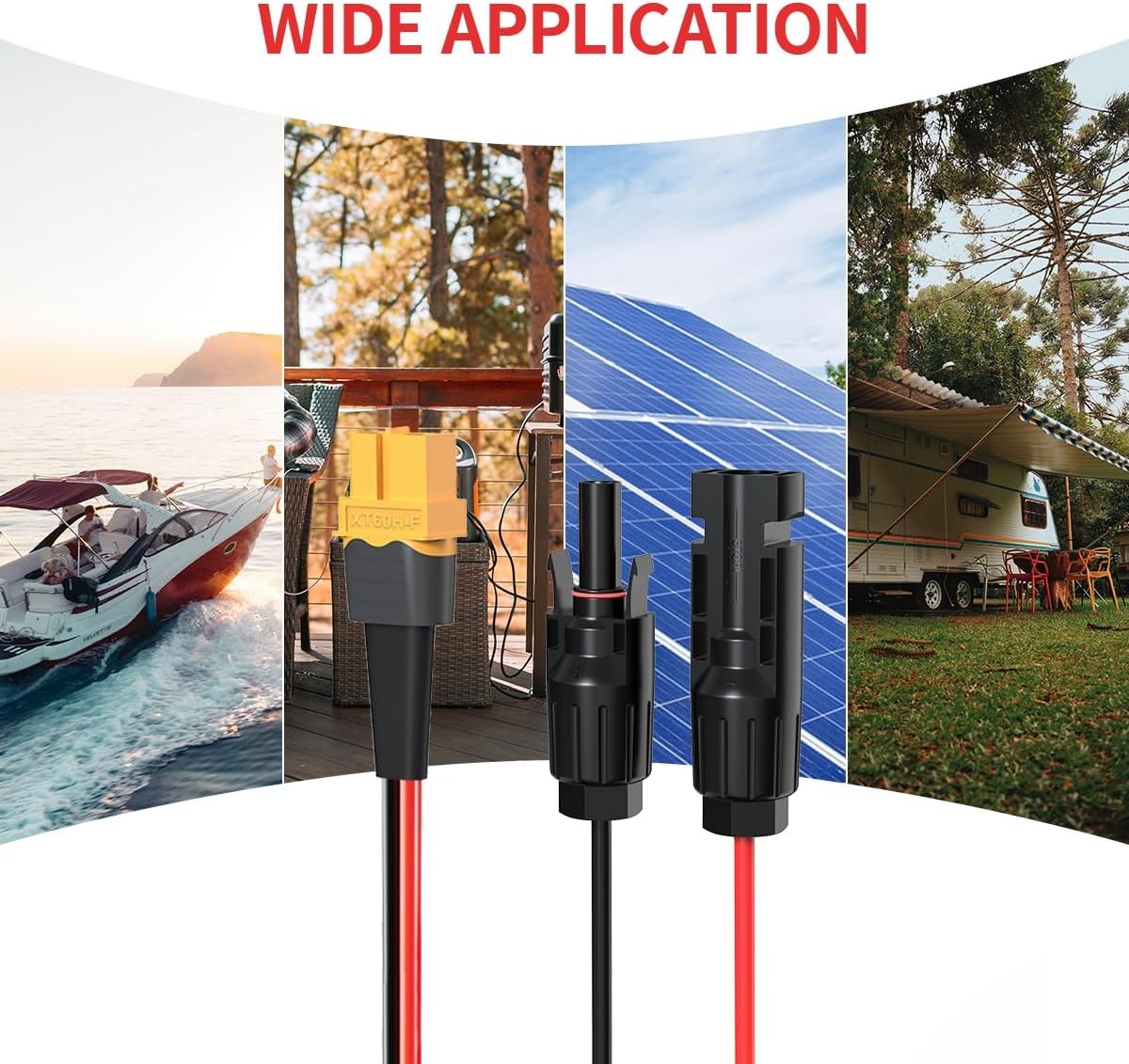 16 AWG XT60 Female to Solar Connector Solar Panel Extension Charging Cable