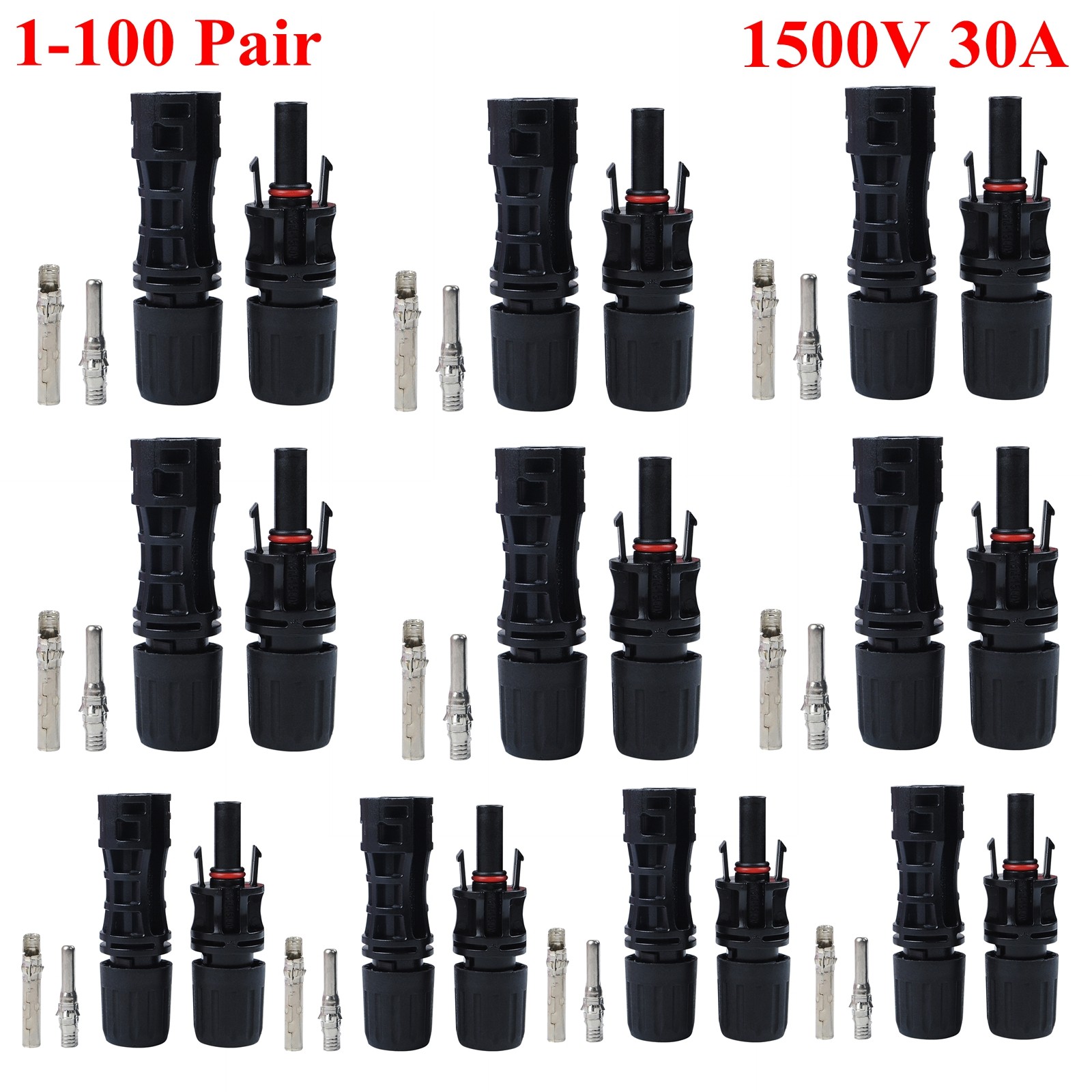 Lot Solar Connector For MC4 1500V 30A UV Resistant IP67 Male Female Connector