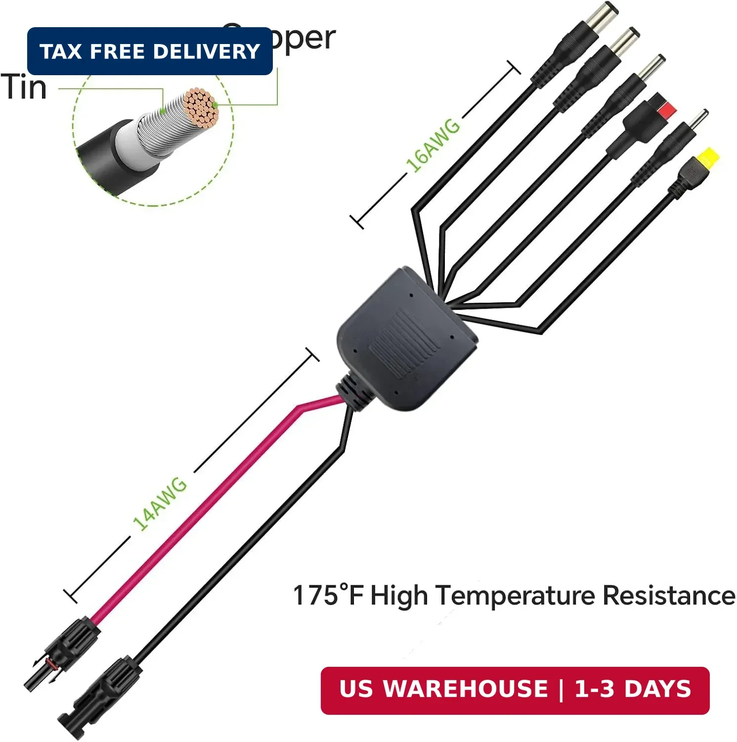 6-in-1 Solar Connector Kit with Female and Male Connectors, Universal Solar Adap