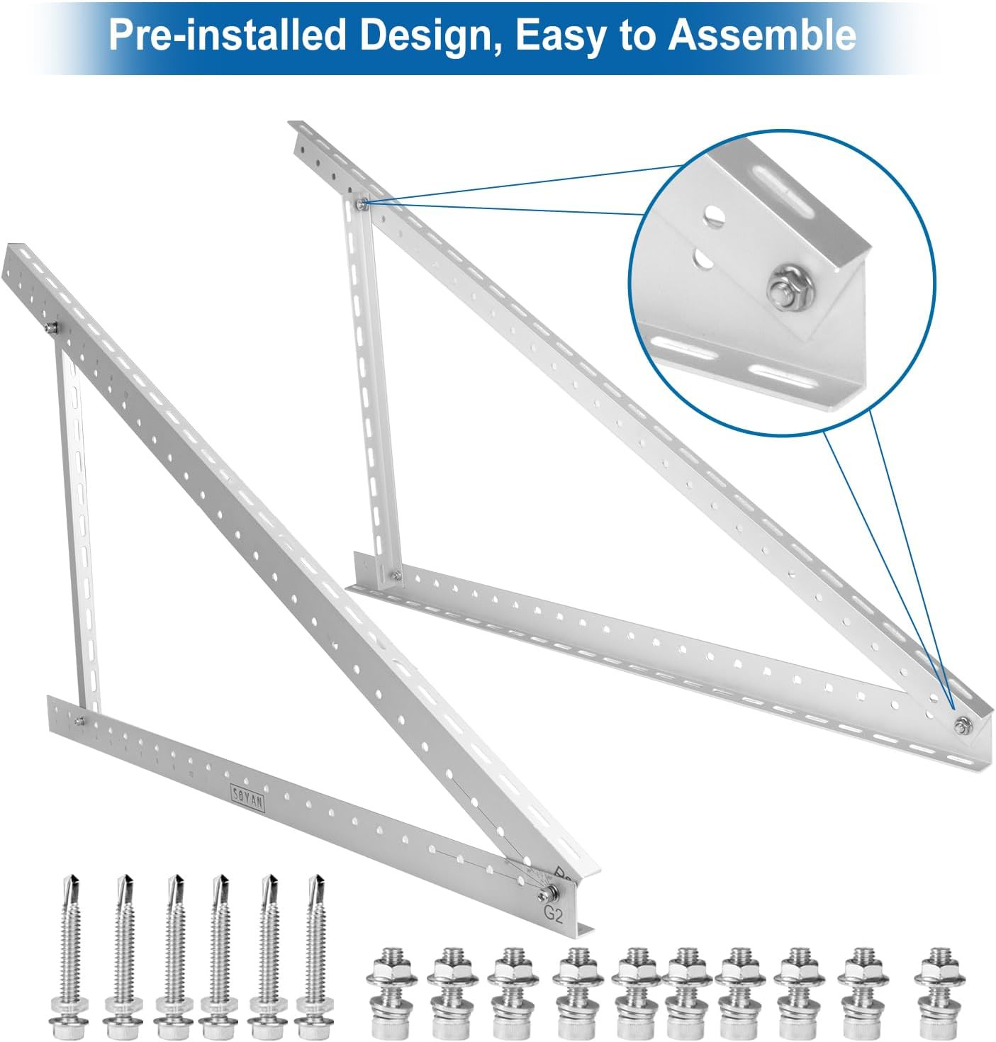 2 Sets 45″ Solar Panel Mount Brackets for 100-400 Watts Solar Panel with Enhance