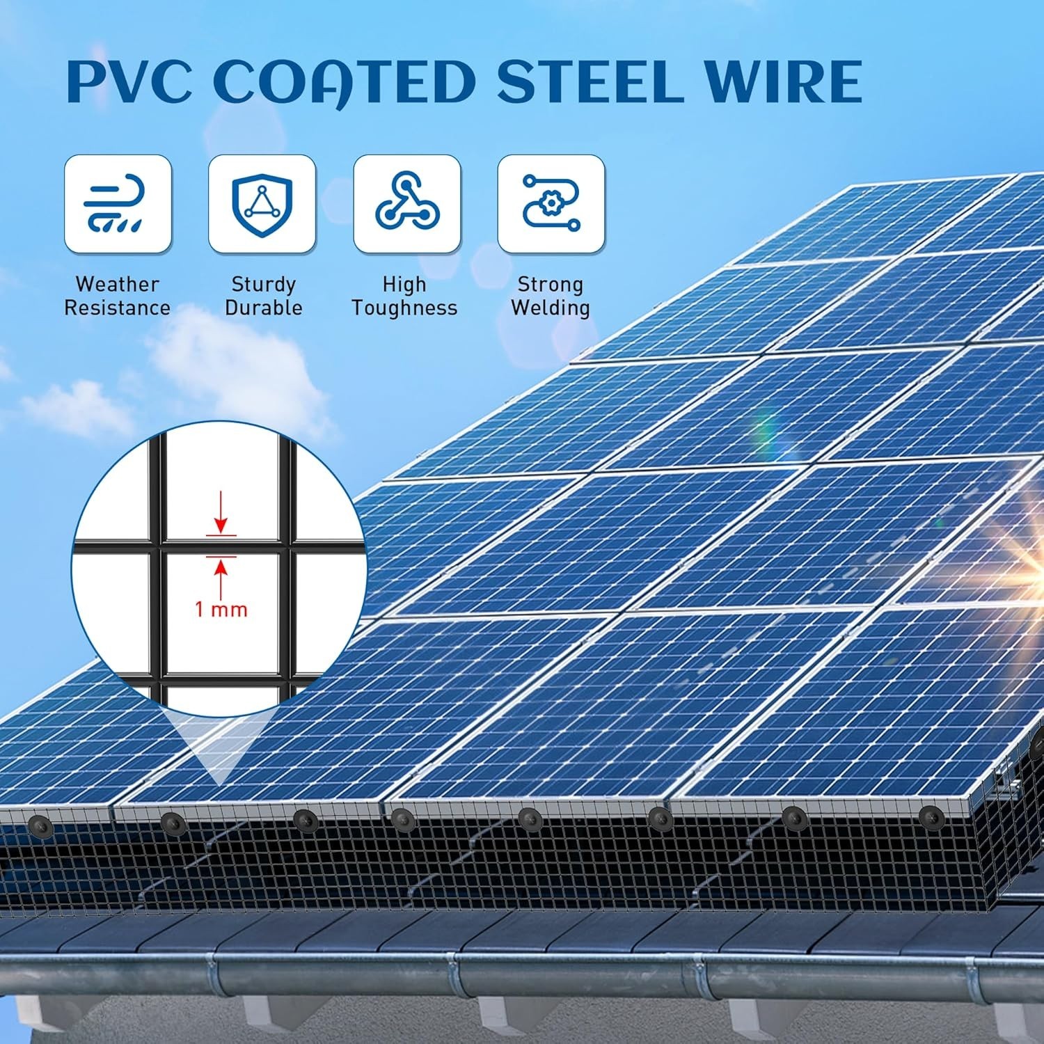 Versatile 6inch x 50ft Removable PVC Bird and Critter Netting for Solar Panels