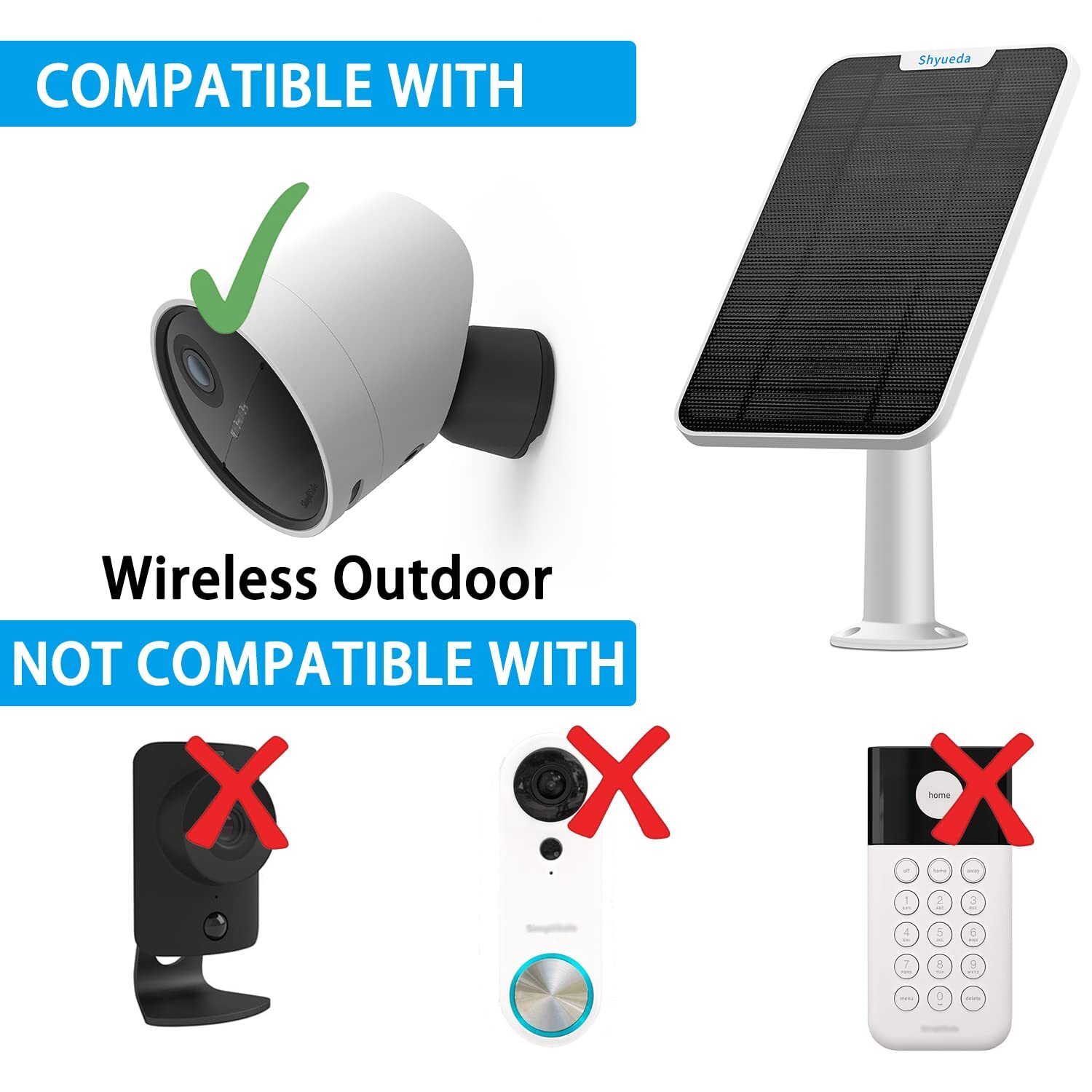 4w Solar Panel Charging Compatible With Simplisafe Outdoor Security Camera Only