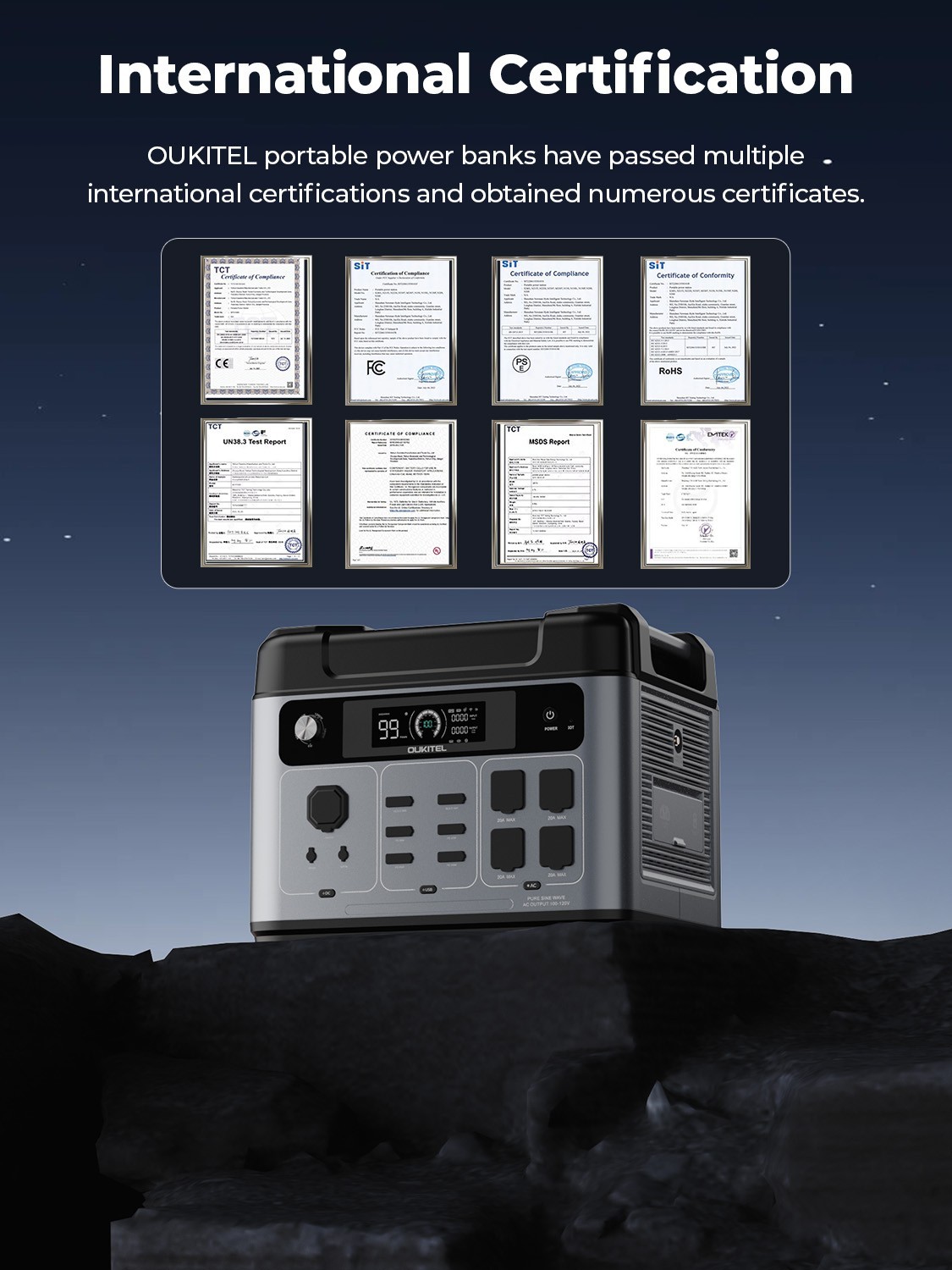 OUKITEL P2001 Plus Portable Power Station 2400W/2048Wh Solar Generator LFBattery