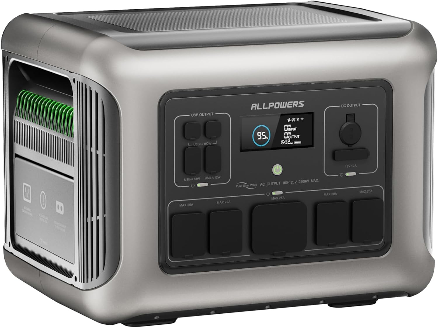 R2500 V2 Portable Power Station, 1920Wh Lifepo4 Battery 2500W (Peak 5000W) AC/10