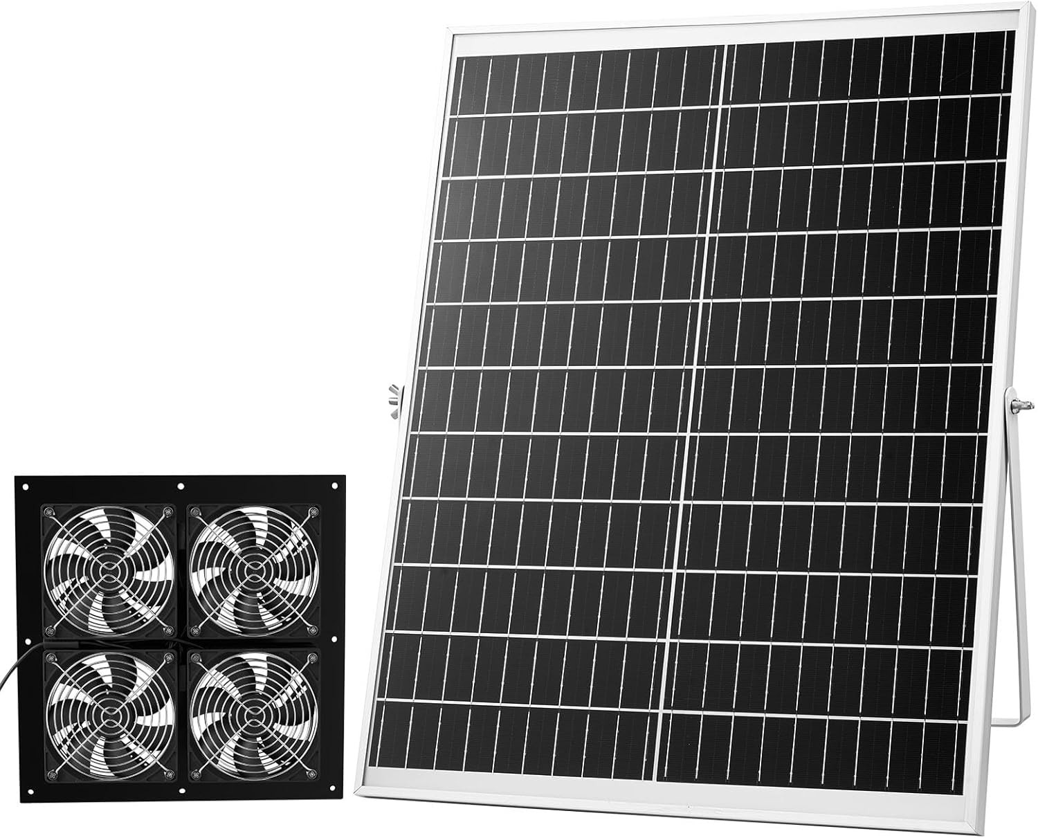 VEVOR Solar Powered Fan, 25W Solar Panel with 4 Fans, Adjustable Solar Panel Ang