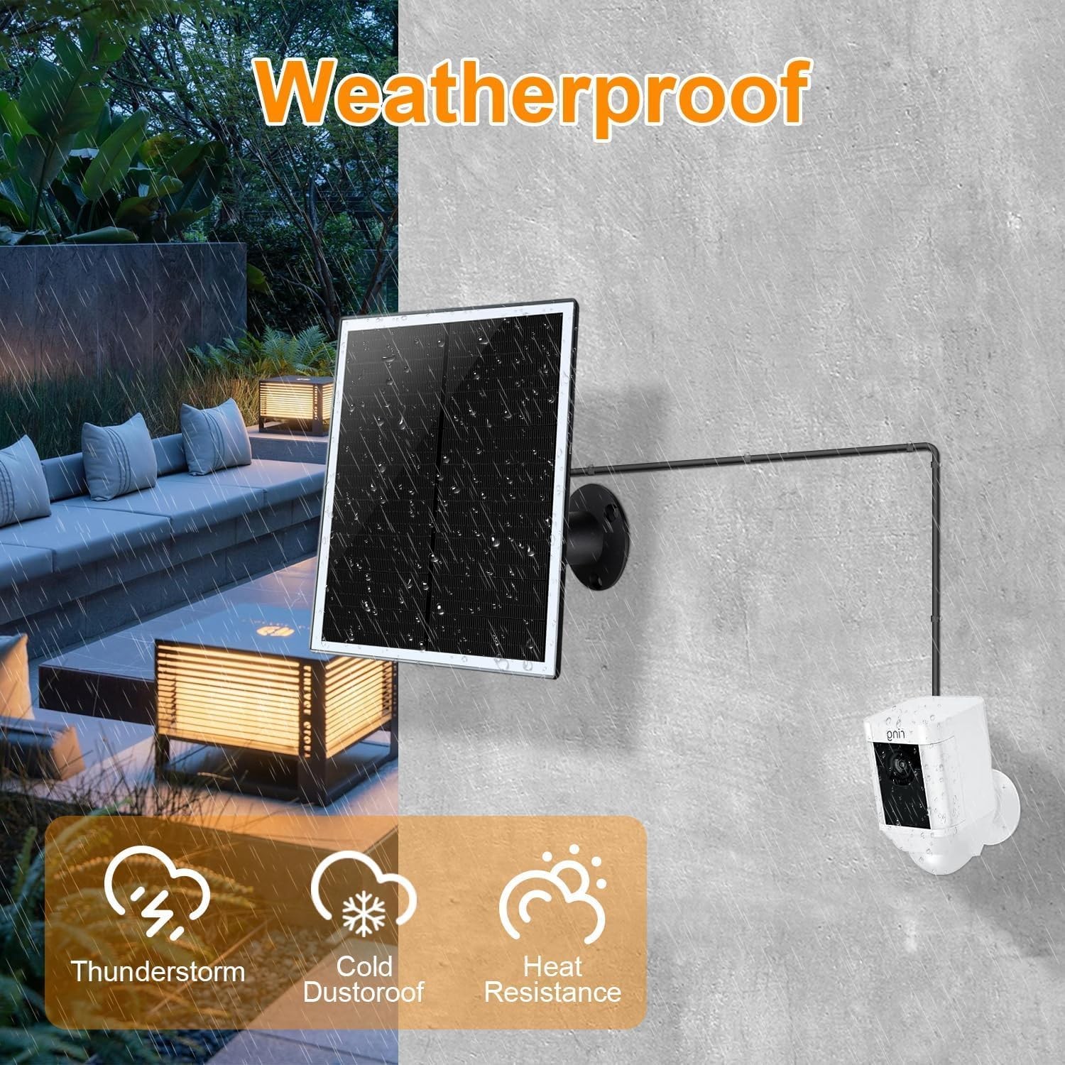 6W Solar Panel for Stick Up Spotlight Cam Plus Pro USB-C IP66 Waterproof