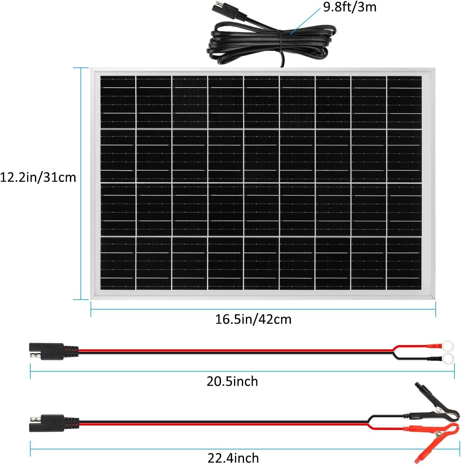 Solar Panel Kit 25W 12V Solar Battery Trickle Charger Maintainer, Built-in Wa…