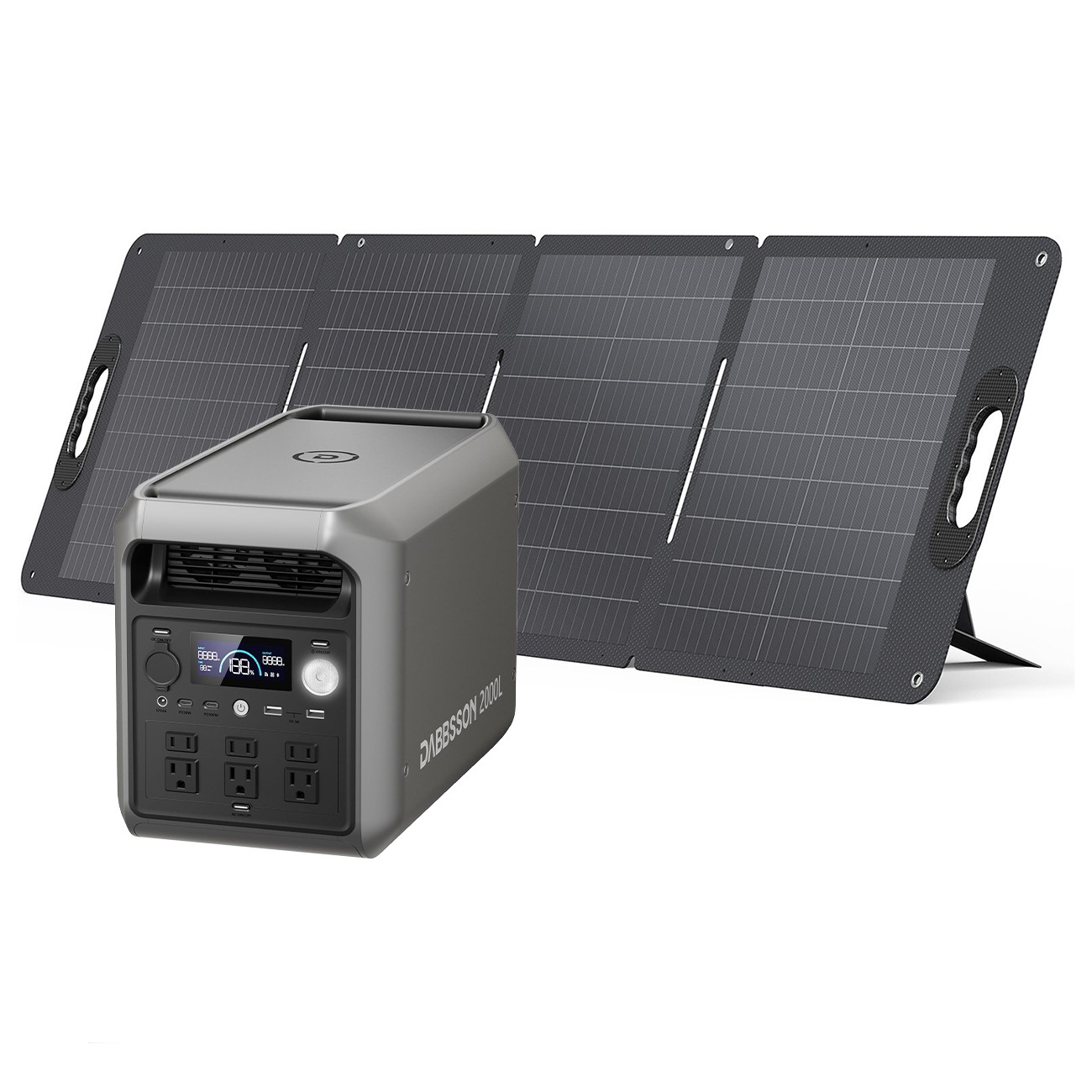 2048Wh 2200W Portable Power Station w/ 210W Foldable Solar Panel RVs Home Backup