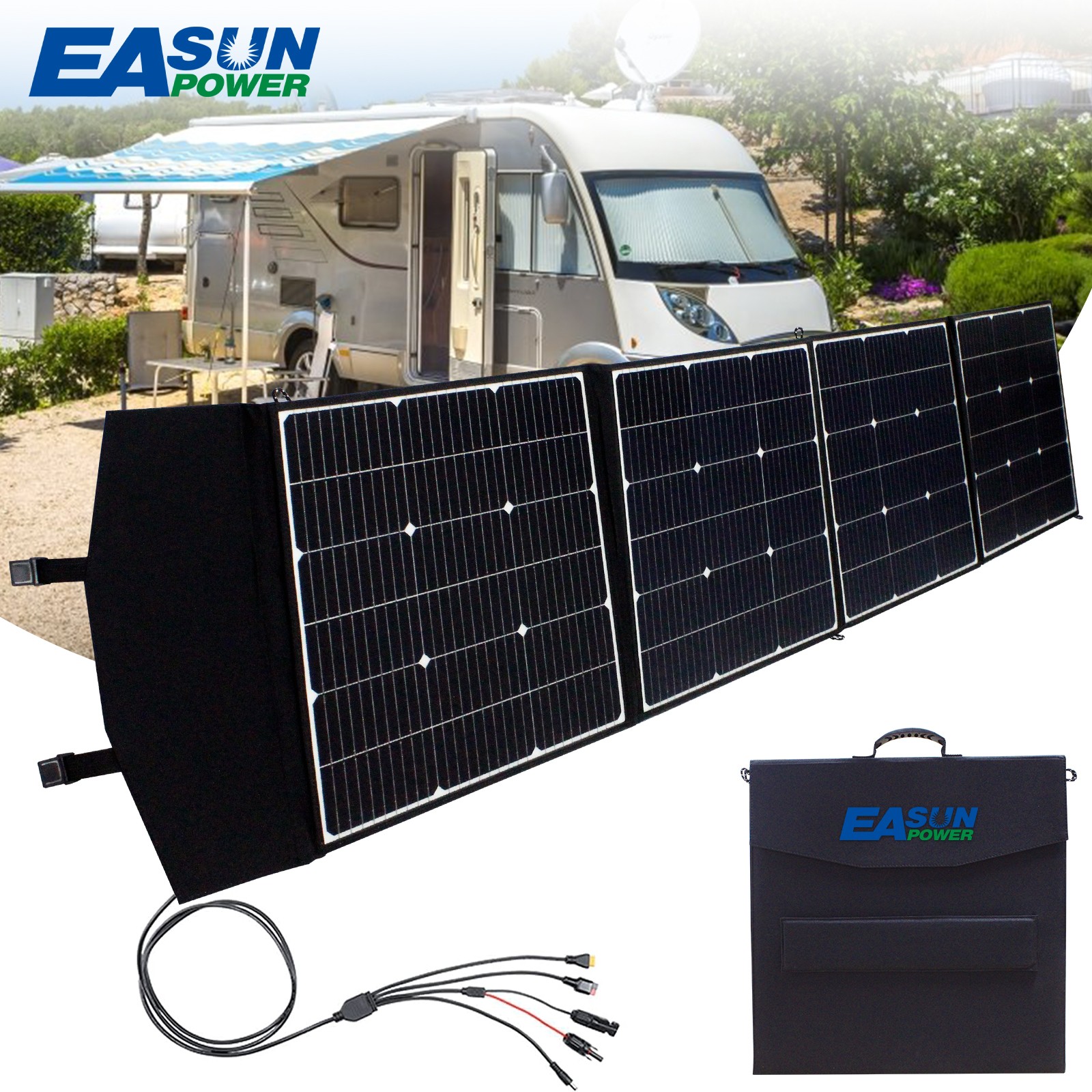18V 160W 100W Foldable Solar Panel Portable High Efficiency RV Outdoor Camping