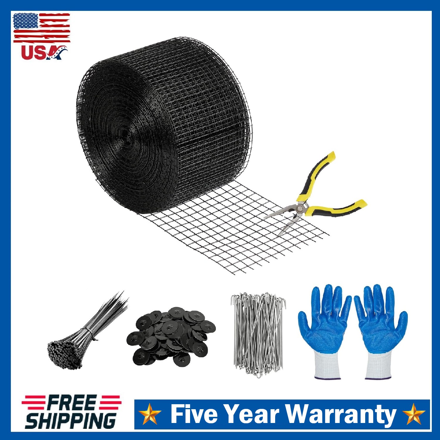 6in x 50/100/120 ft Solar Panel Bird Guard Critter Mesh Roll Kit 100pcs Fastener