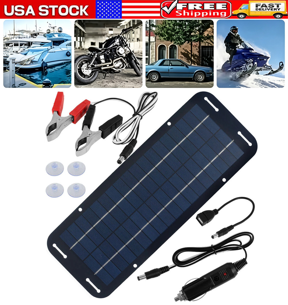 30W Solar Panel 12V Trickle Charger Battery Charger Kit Maintainer Boat Car RV