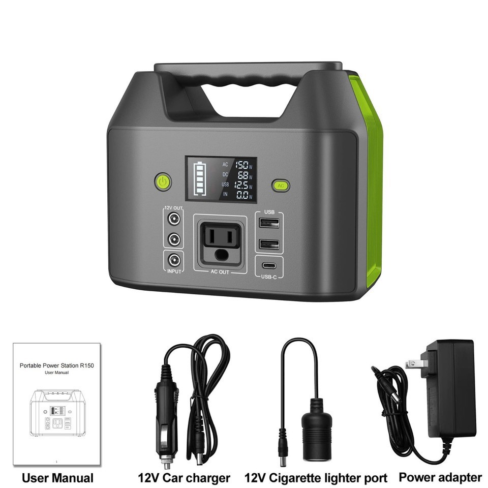 150W AC Portable Power Station Battery Charger Camping Road Trip Solar Generator