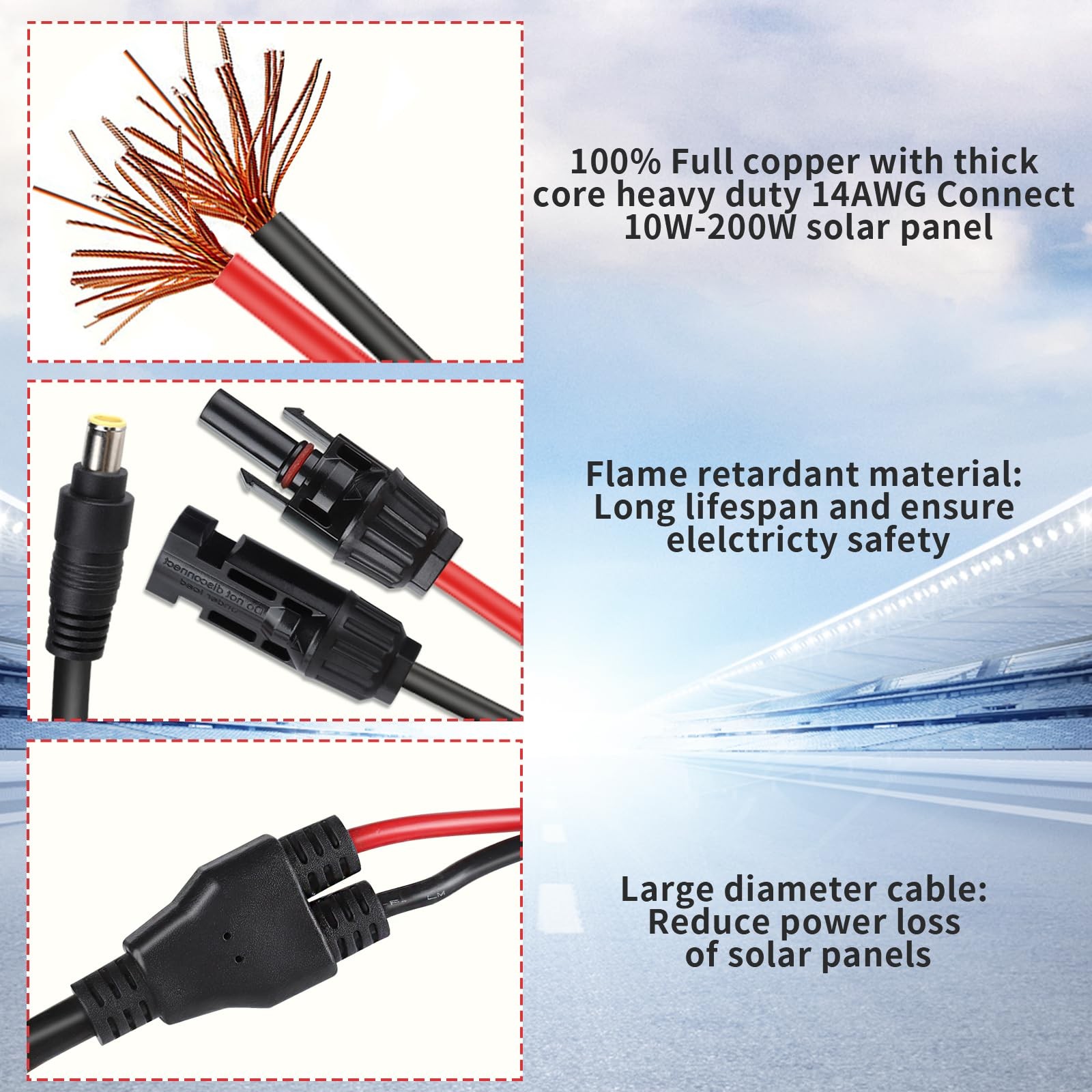 Jackery Solar Panel Connector – MC4 to DC 8mm Extension Cable, DC7909 to DC80…