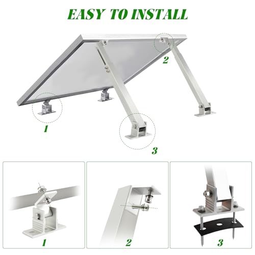 Adjustable Solar Panel Mounting Brackets – 2 Sets, 14-27IN Tilt Rack for RV, Boa
