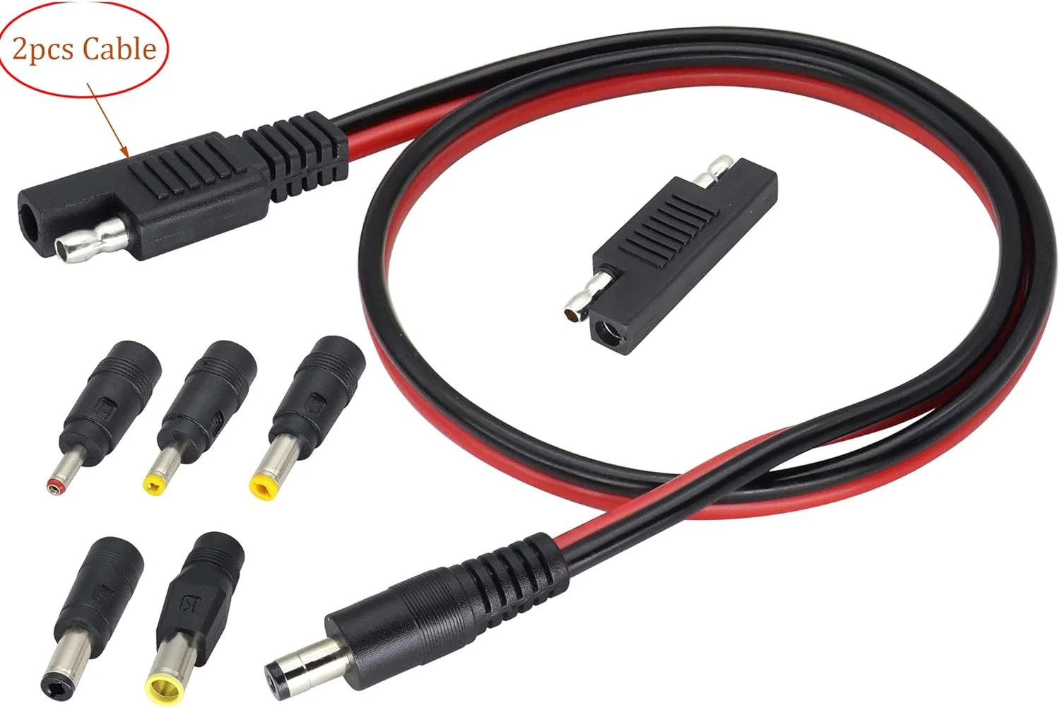 2Pack SAE to DC Adapter Cable SAE Plug to DC 5.5mmx2.1mm Male Connector Cables w