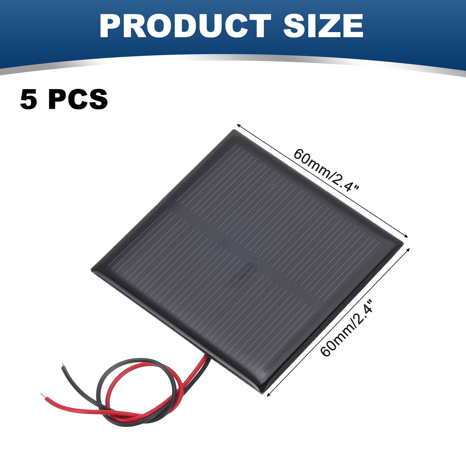 5 Pcs 5.5V 0.44W 70mA Mini Solar Panels with 2 Cable, 60mm x 60mm