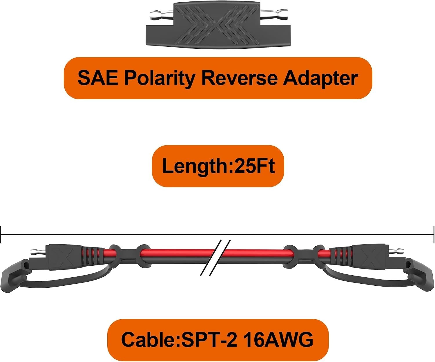 Automotive Solar Panel Cable – 12FT SAE 16AWG (4 PK)