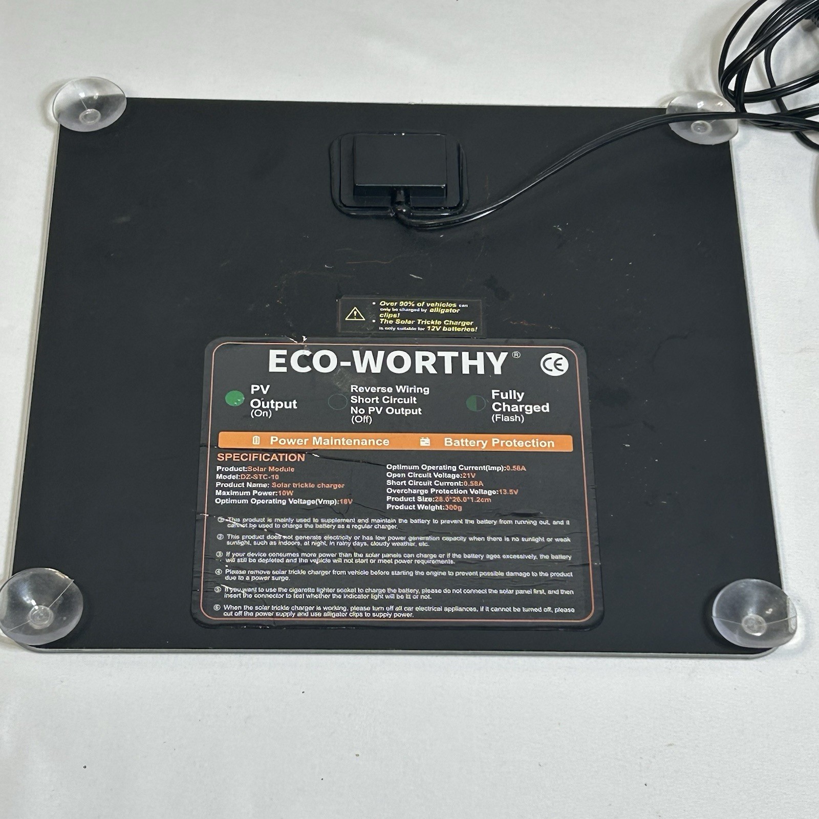 Solar Battery Trickle Charger 10W 12V OBDII with Stand for Car Truck Boat RV ATV